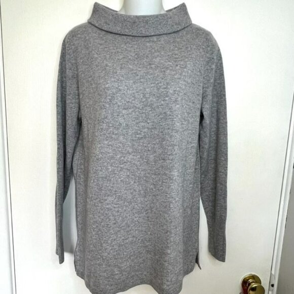 TALBOTS GRAY 100% CASHMERE MOCK NECK SWEATER SIZE MEDIUM - Picture 2 of 10
